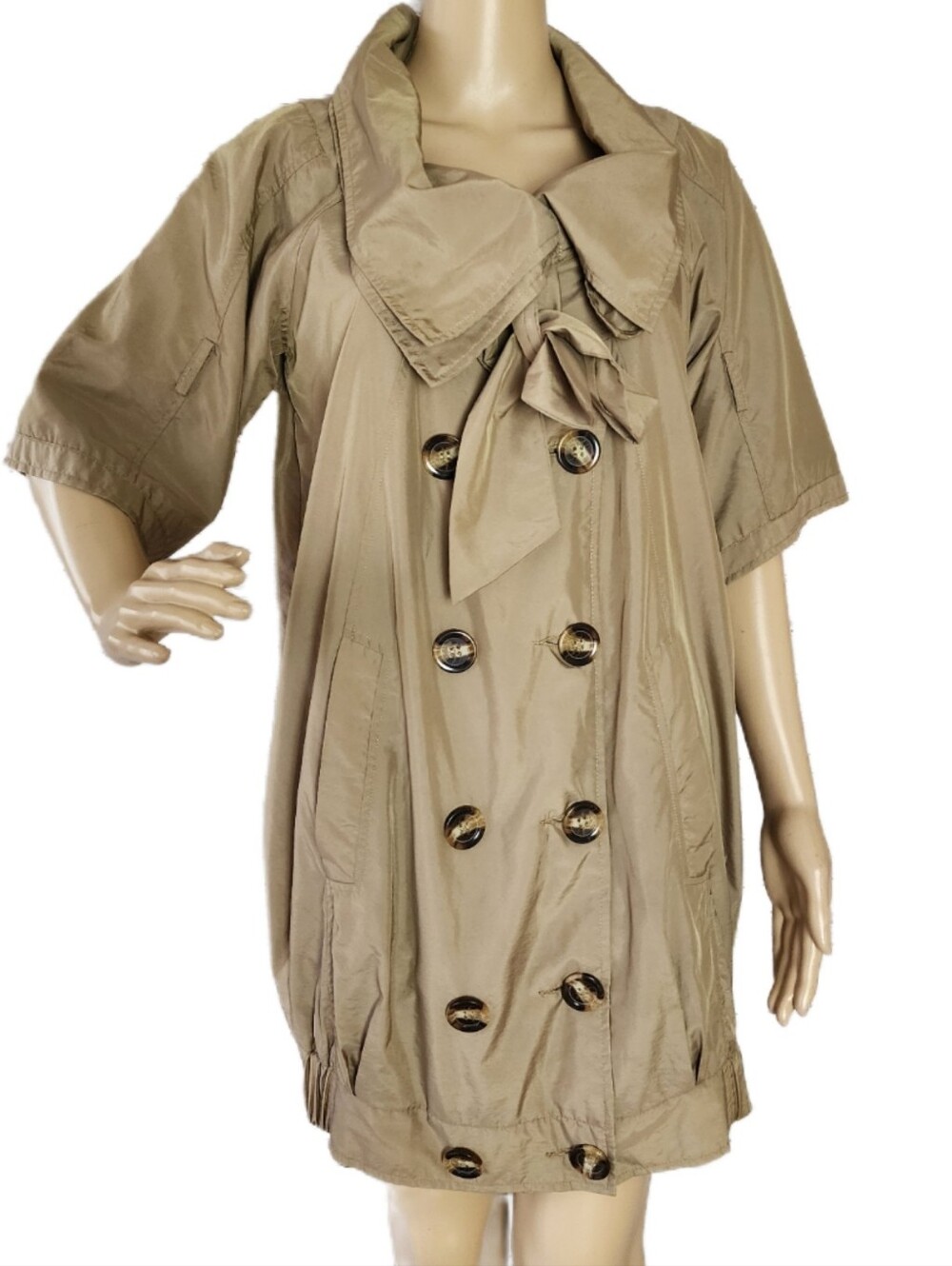 Millau Tan Double-Breasted Trench Mini Dress / Long Jacket - Medium (Estimated)